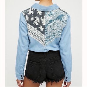 Free people meet me in marfa denim button down